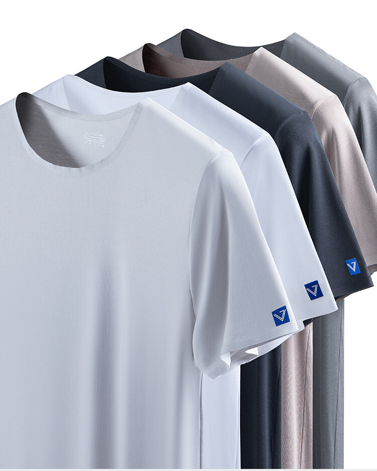 Casual Fashion Men’s Short Sleeve T-shirt Solid Color Basic Tee Comfortable Top