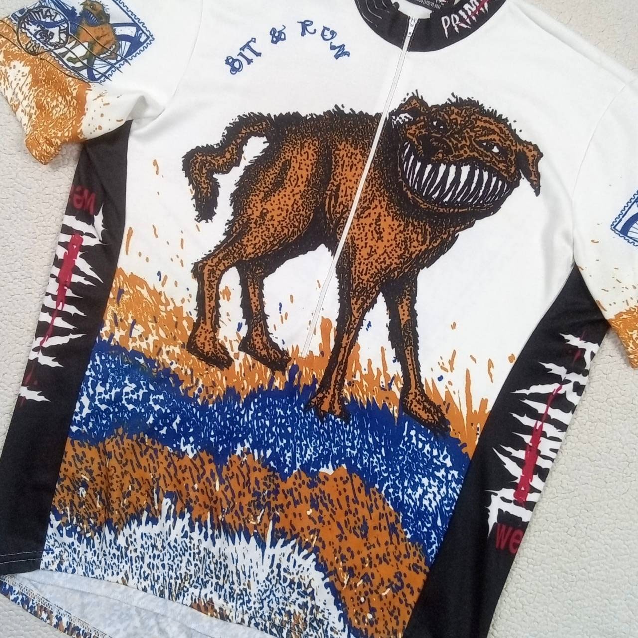 RARE VTG 90s PRIMAL “Bit & Run” Cycling Jersey USA Made P.Wear of the Dog — XL