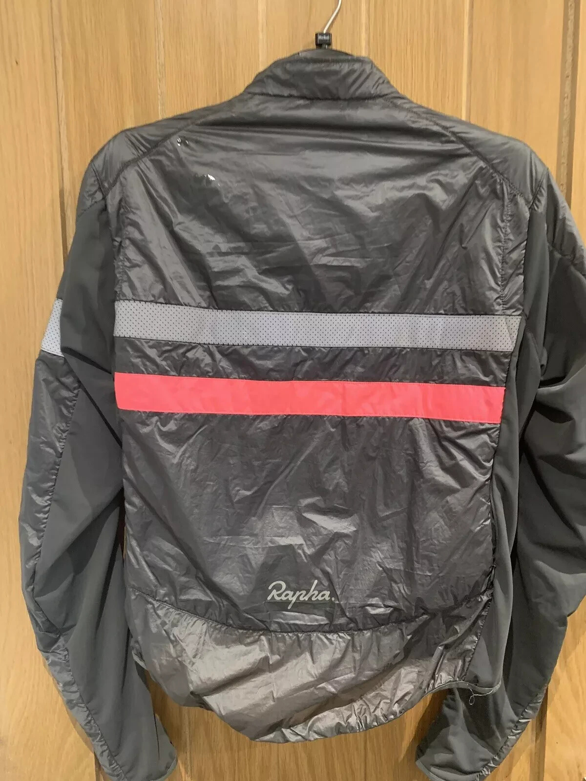 USED DARK GRAY RAPHA BREVET INSULATED HI VIZ CYCLING JACKET LARGE