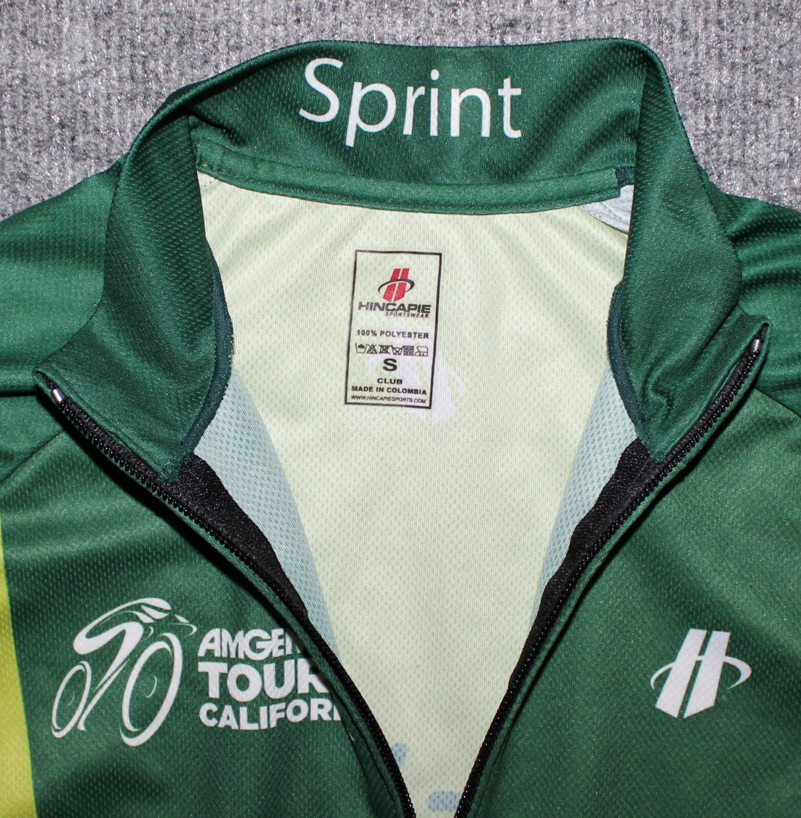 HINCAPIE 2012 TOUR OF CALIFORNIA FULL ZIP Sprint Green Cycling sz S Bike Jersey