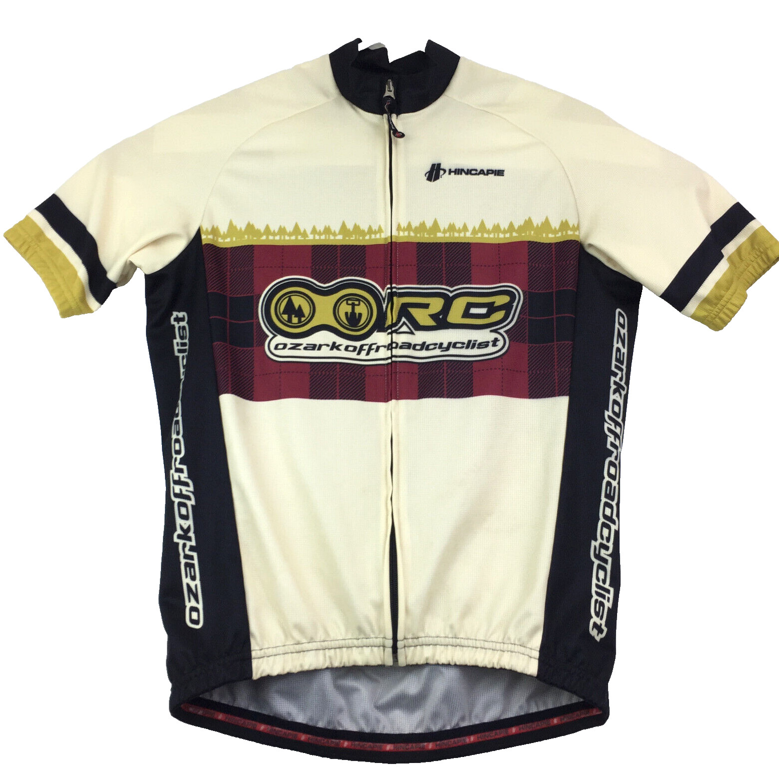 Ozark Off Road Cyclists Adult Medium Plaid Cycling Jersey Zip Front Sport Top
