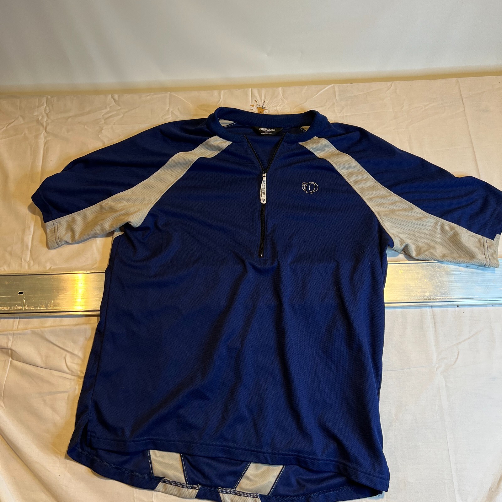 Pearl Izumi Mens Blue Short Sleeves Collared Pullover Bicycle Jersey Size Medium