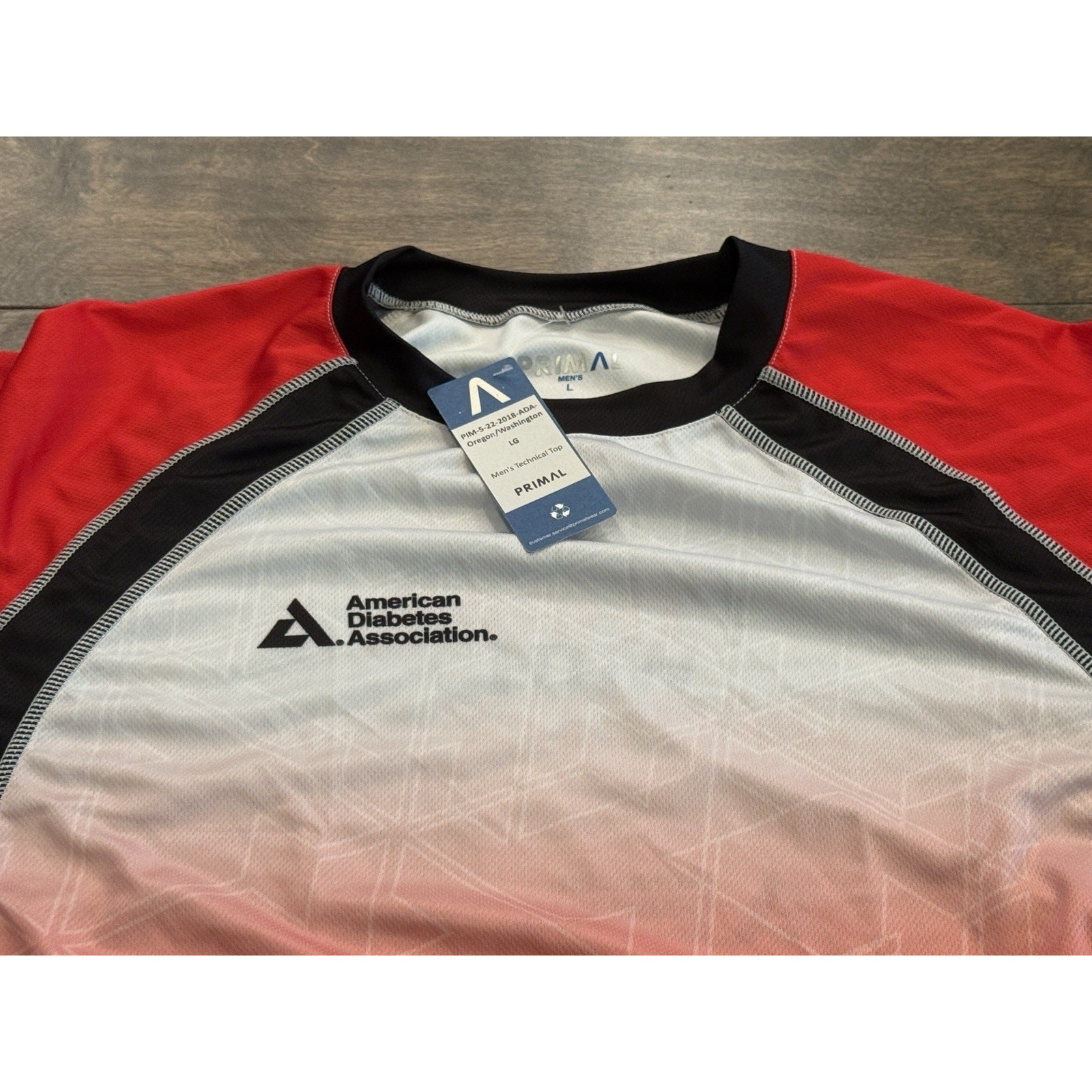 Primal Cycling Mens Red American Diabetes Association Jersey Size L Large NWT
