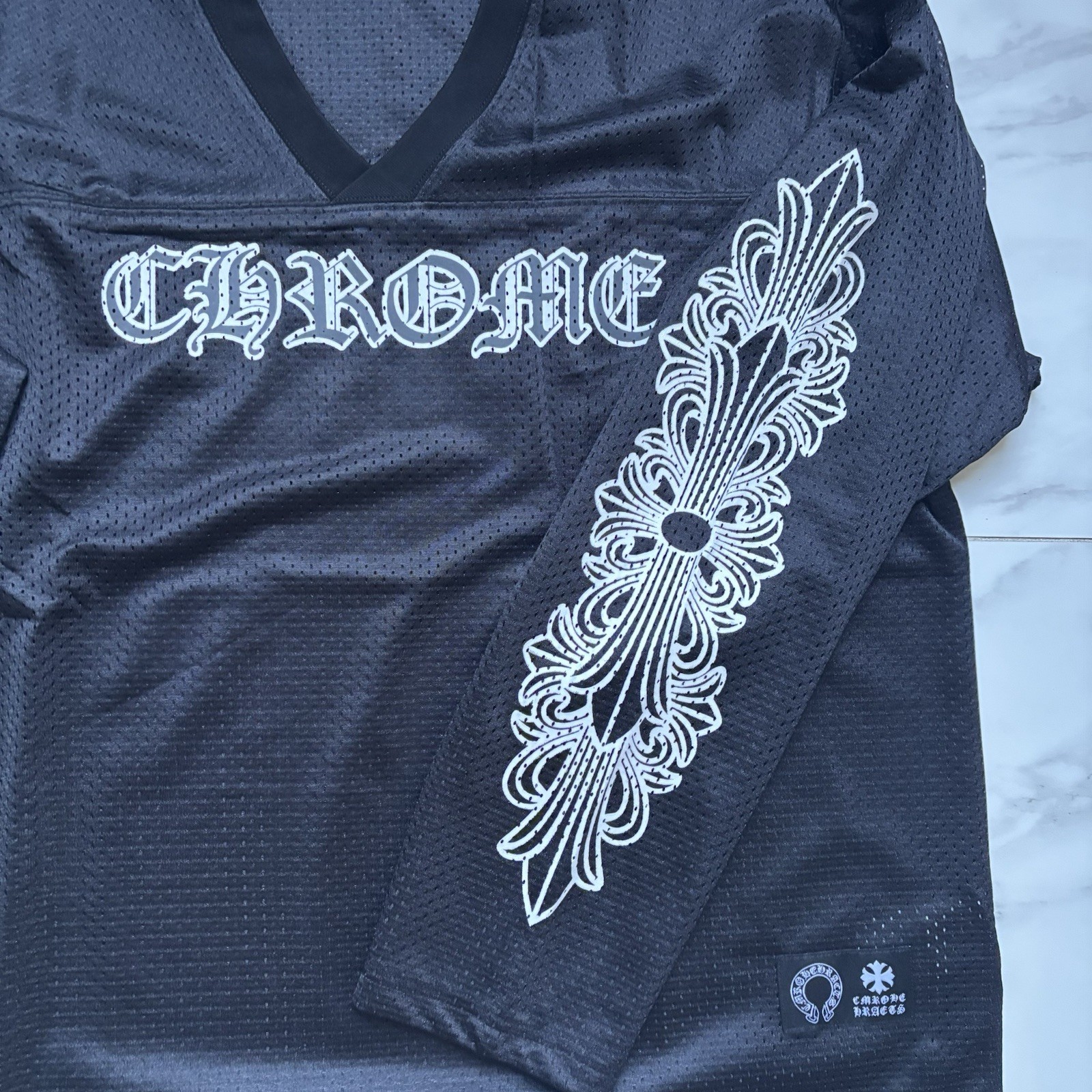 Chrome Hearts Black Long Sleeve Jersey mesh jersey size small