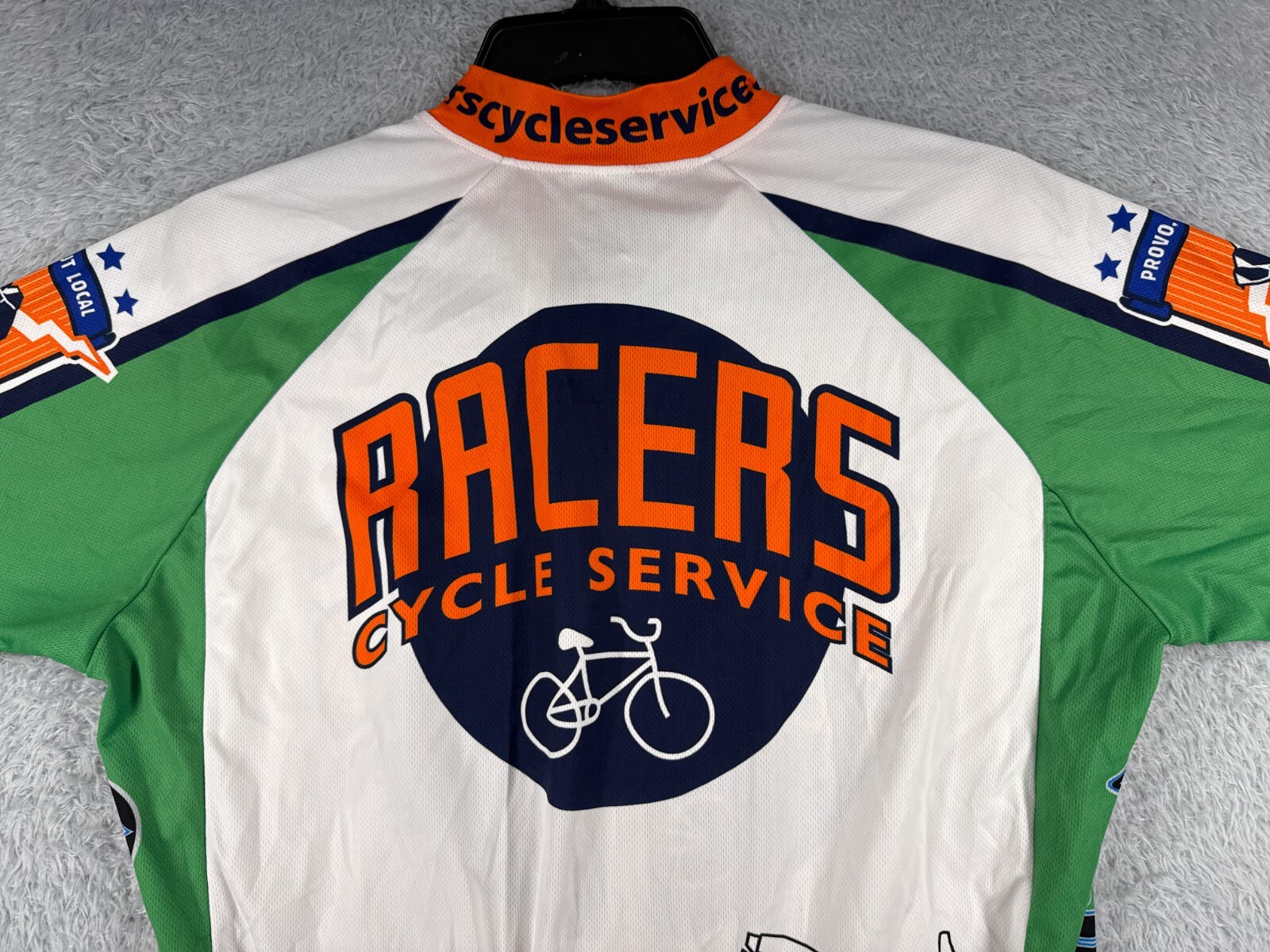 Champsys Cycling Jersey Adult 2XL XXL Green Orange Full Zip Racers Cycle Service