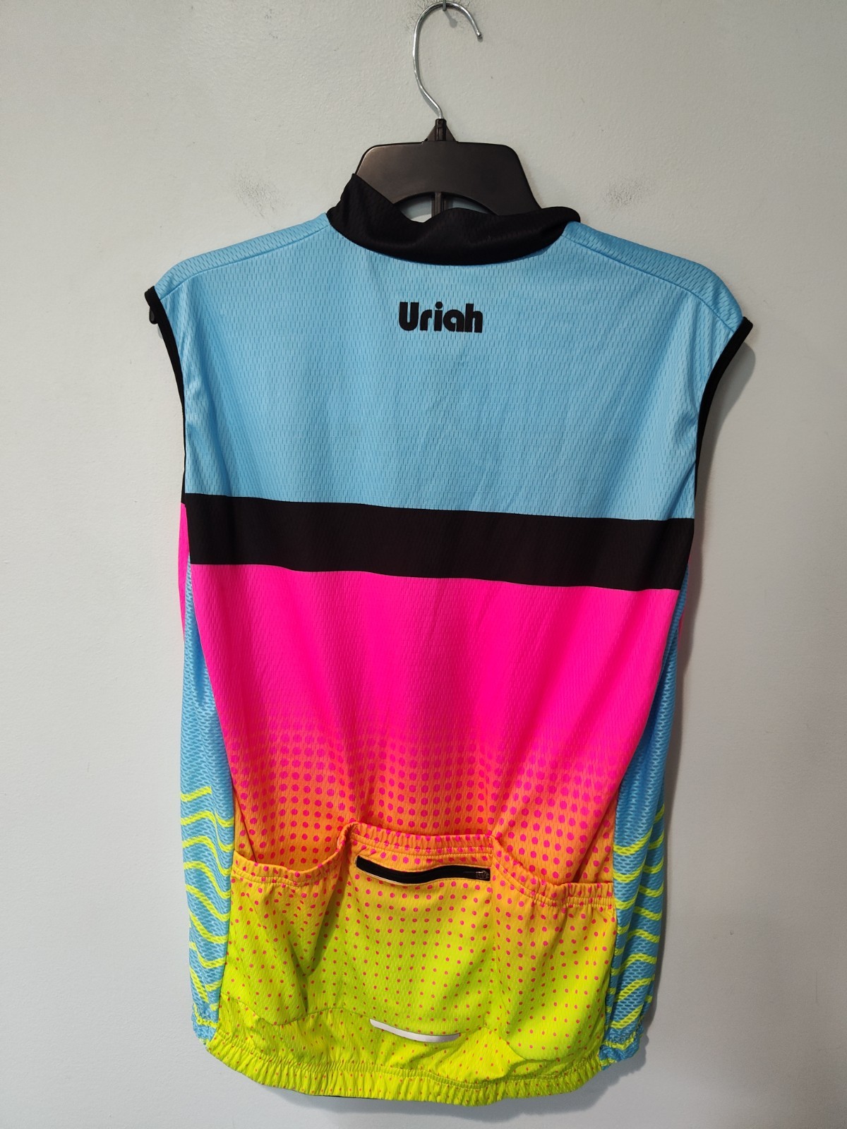 Uriah Cycling Jersey Vest Men’s Large NWT Full Zip Sleeveless Bike Neon Pockets