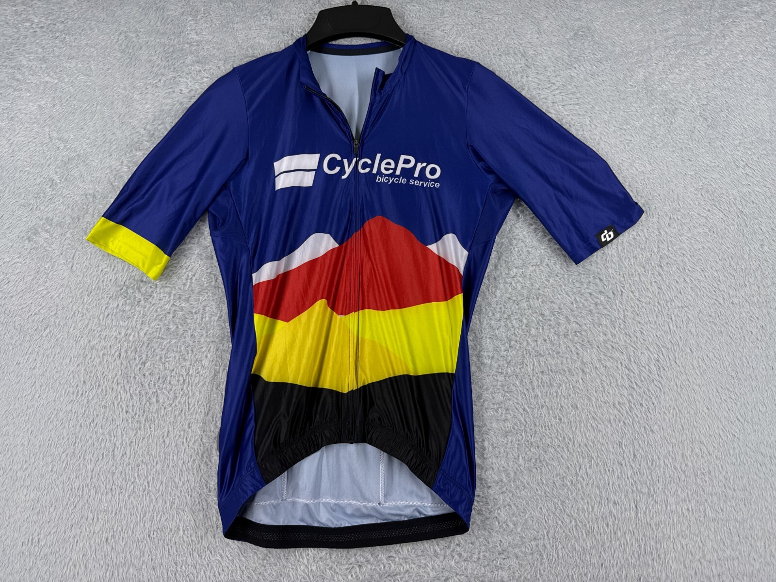 Do It Better Cycling Jersey Women Large Blue Yellow Full Zip Polyester Blend