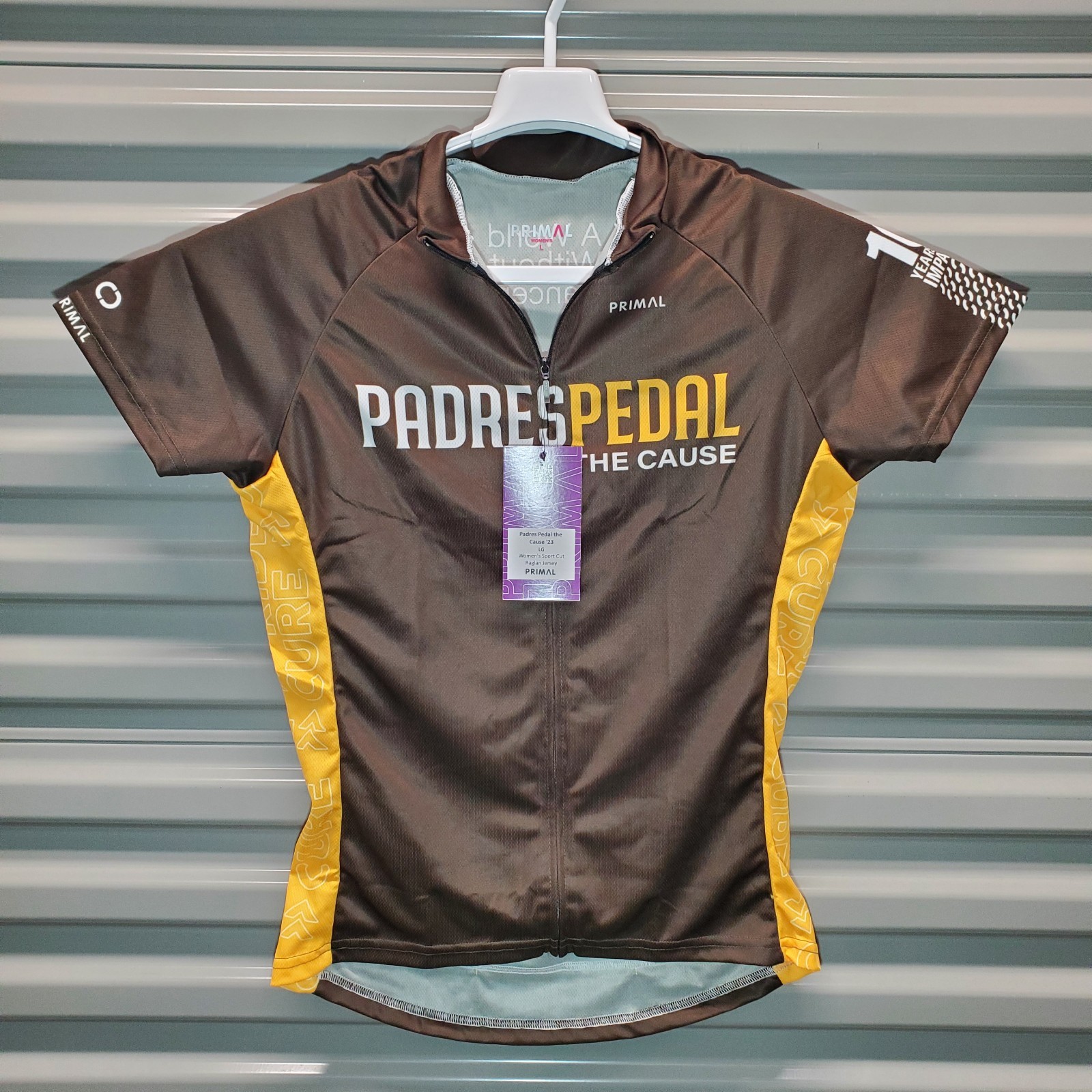 PRIMAL Padres Cycling Jersey WOMENS LARGE Raglan Sport Cut 3 Pockets BNWT