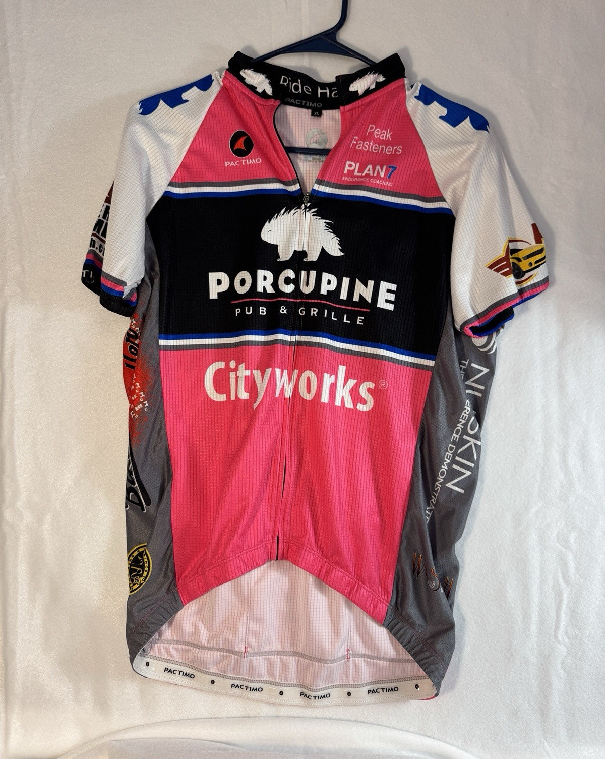 Pactimo Men’s XL Cycling Jersey Full Zip Pockets Porcupine Graphic Mock Neck