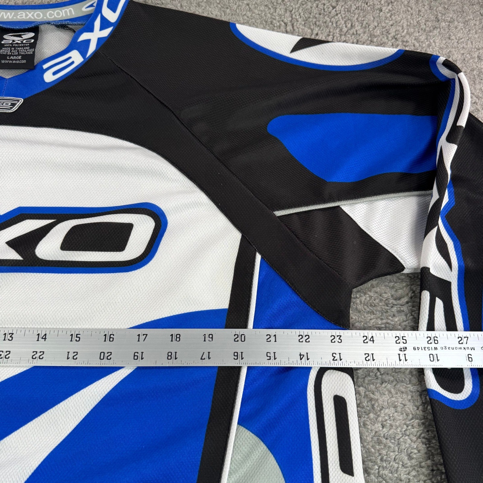 AXO Team Issue Mens Motocross Jersey Blue Black White Racing Long Sleeve Large
