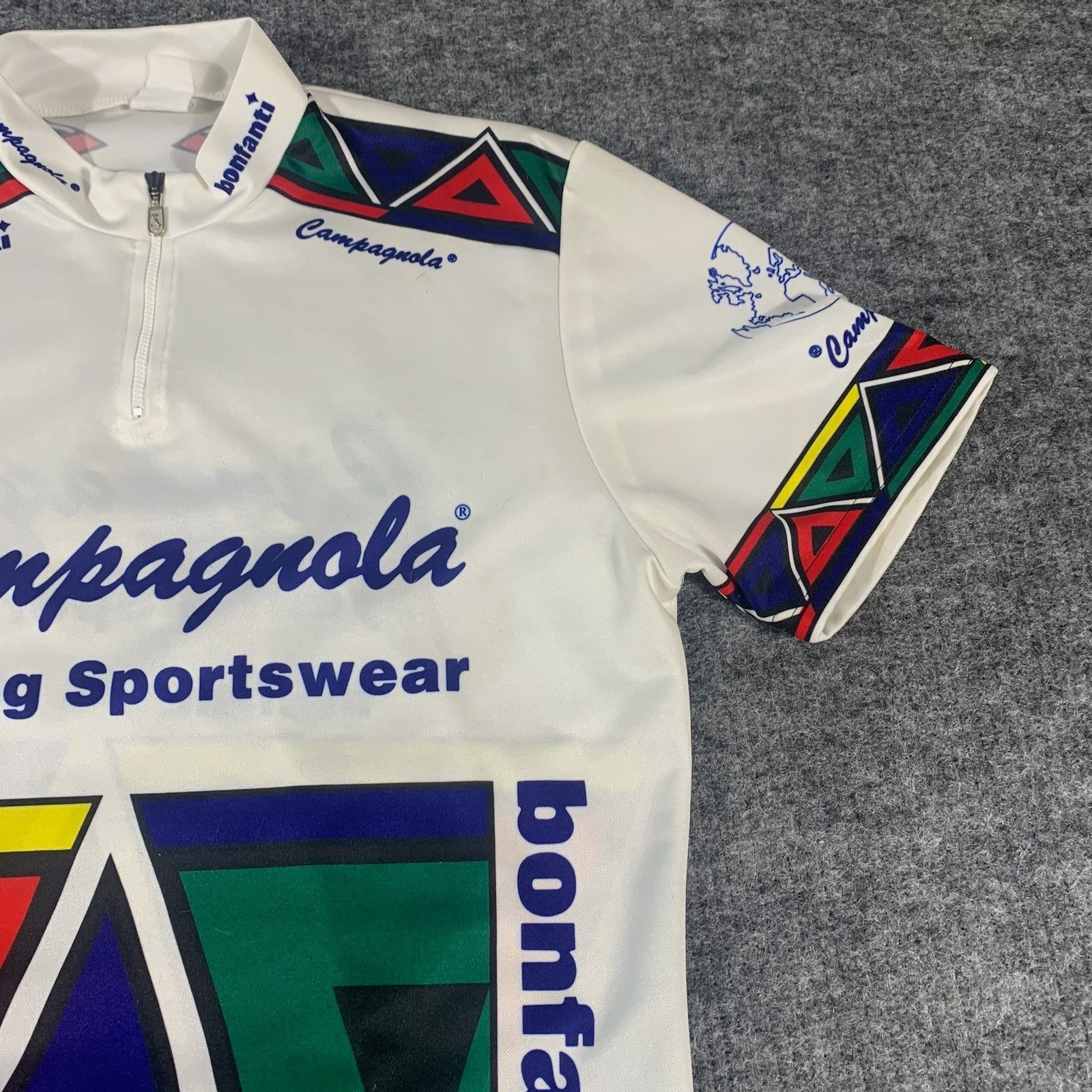 VTG Campagnola Jersey Mens 2XL White Multi Color Cycling Sportswear Retro 90s