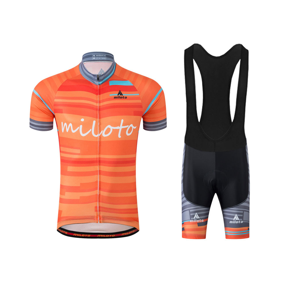 Men’s Orange Cycling Jersey and Spandex (Bib) Shorts Bicycle Clothing Kit S-5XL