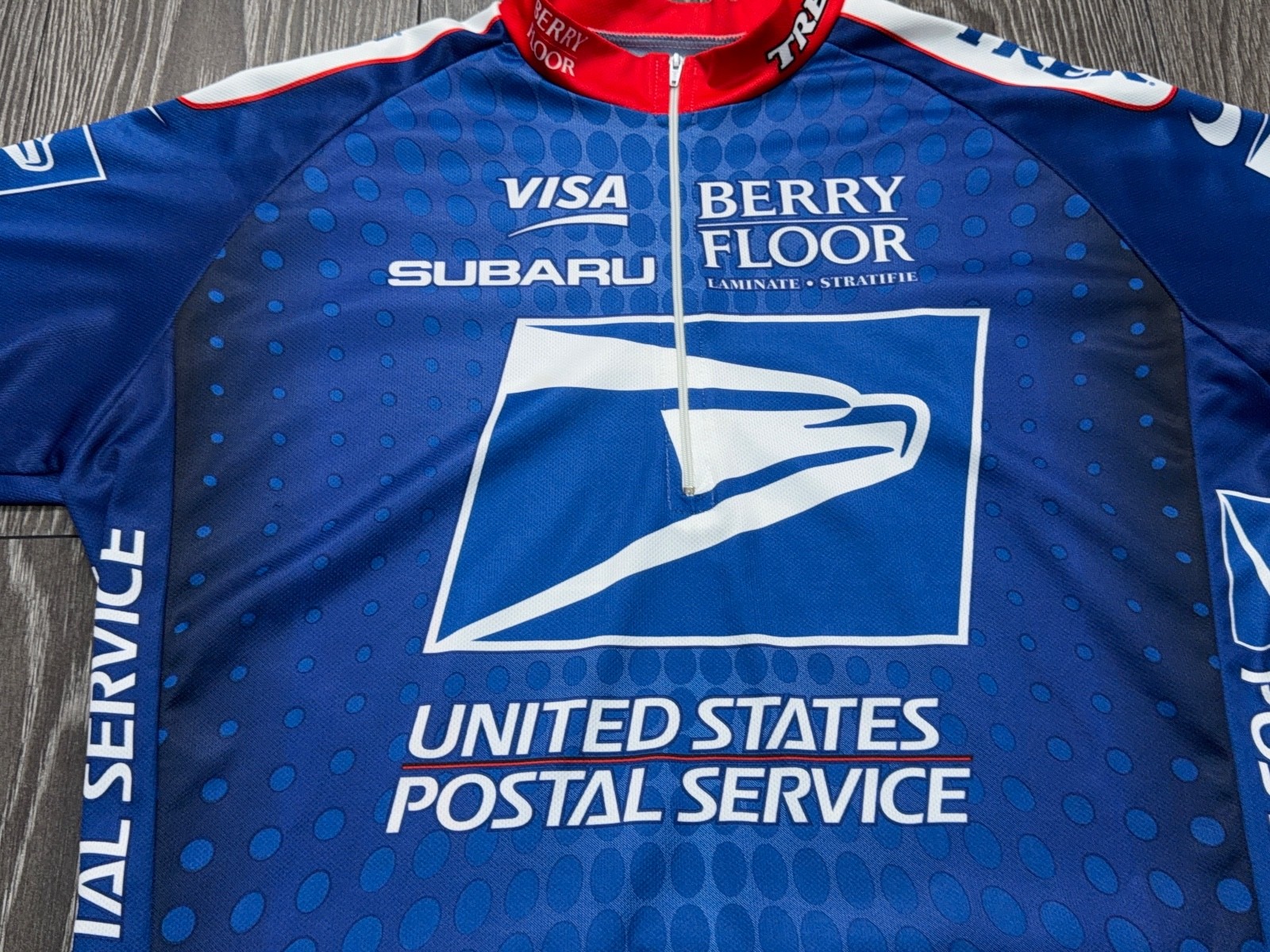 Mens Nike USPS Unites States Postal Visa Subaru Cycling Jersey Shirt Zip Size XL