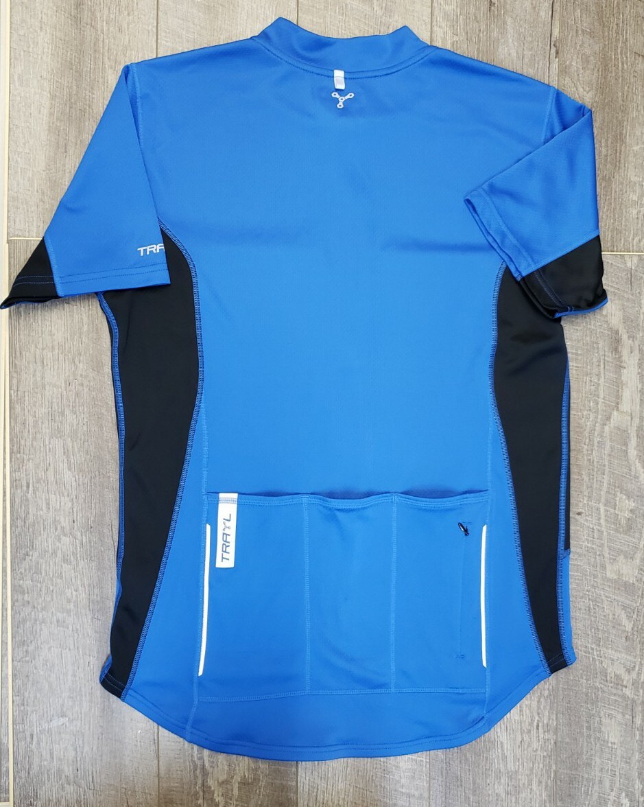 Lot Of 3 Trayl Mens Red Blue Pullover 1/4 Zip Cycling Jersey – Size L