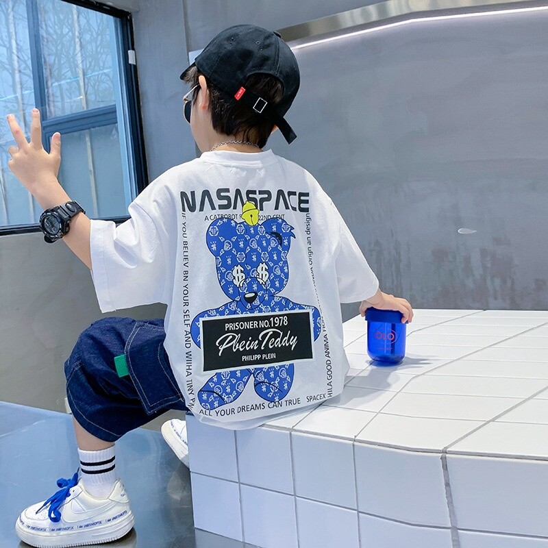 Glow-in-the-dark Boy Cotton T-shirt Summer 2025 New Short Sleeve Summer Designer