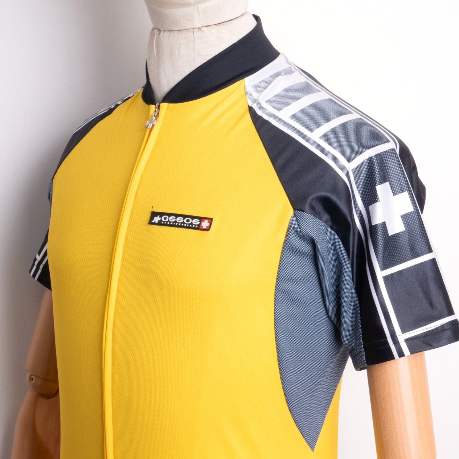 Assos Mens Solid Yellow Full-Zip Short Sleeve Stretch Cycling Jersey Size M