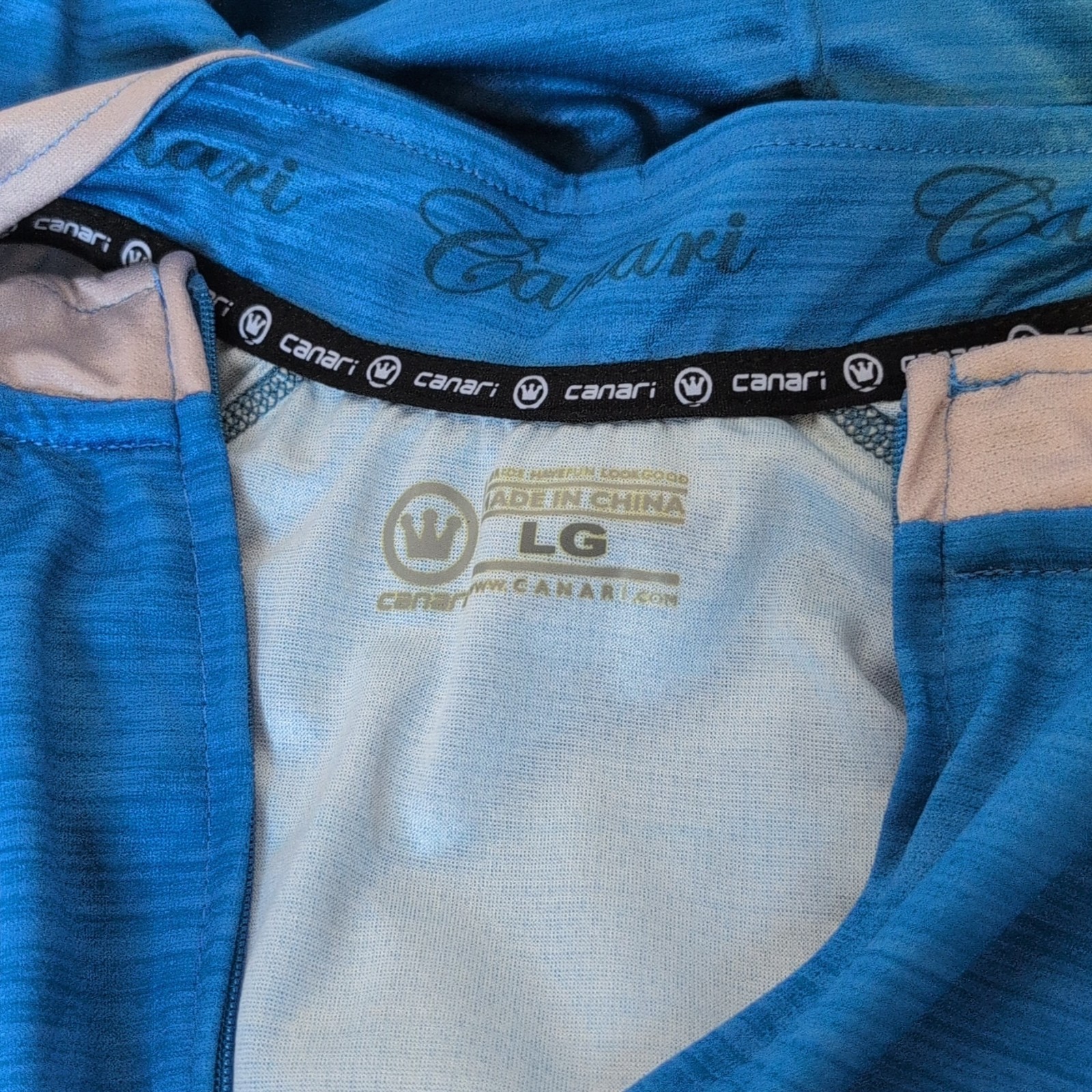 Canari Women’s Cycling Jersey LG Blue Short Sleeve Full Zip And Pockets A33
