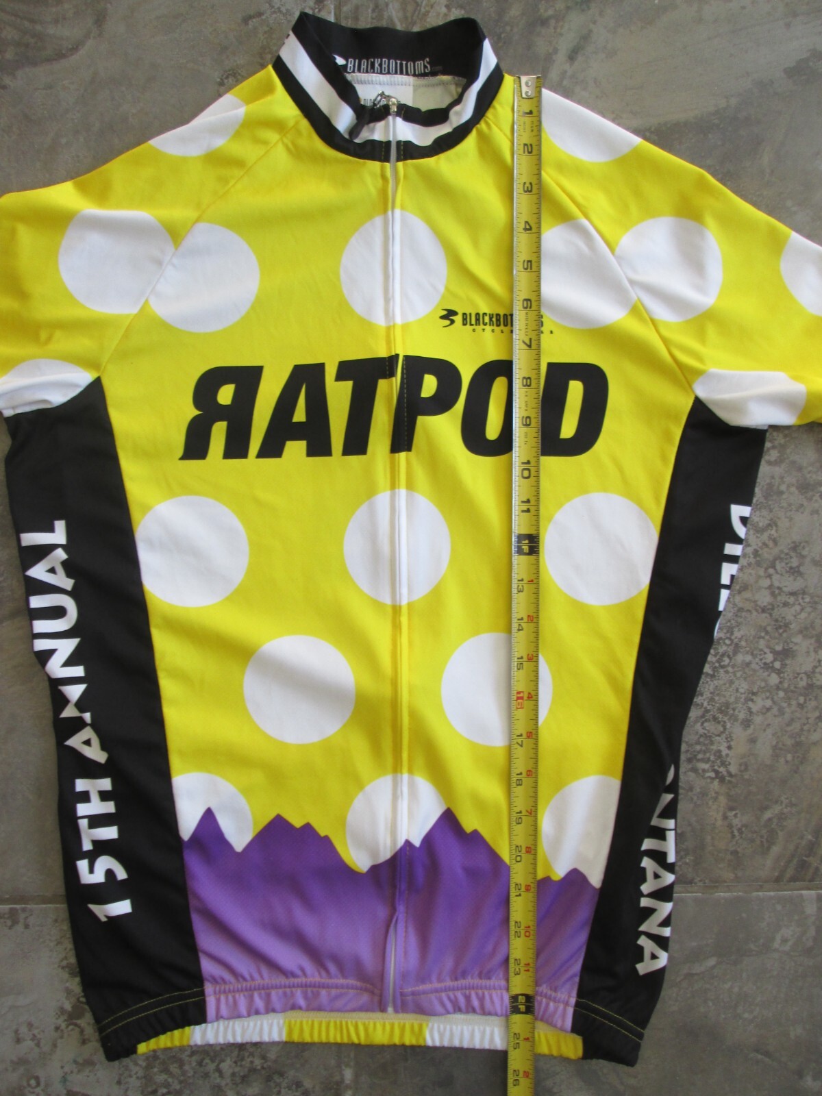 Black Bottoms Cycling Cycle Jersey Adult Small Club Cut Shirt Full Zipper Yellow