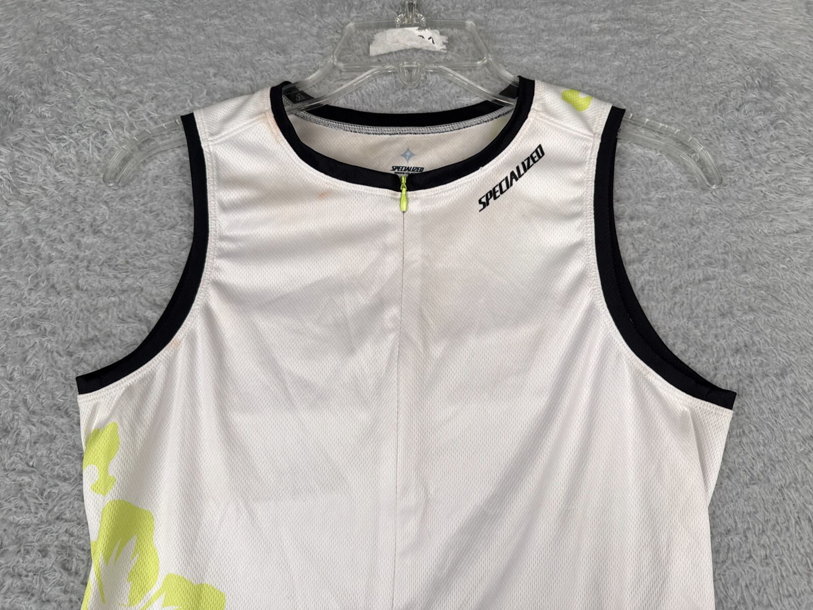 Specialized Cycling Jersey Womens Medium White Green Tank 1/2 Zip Polyester