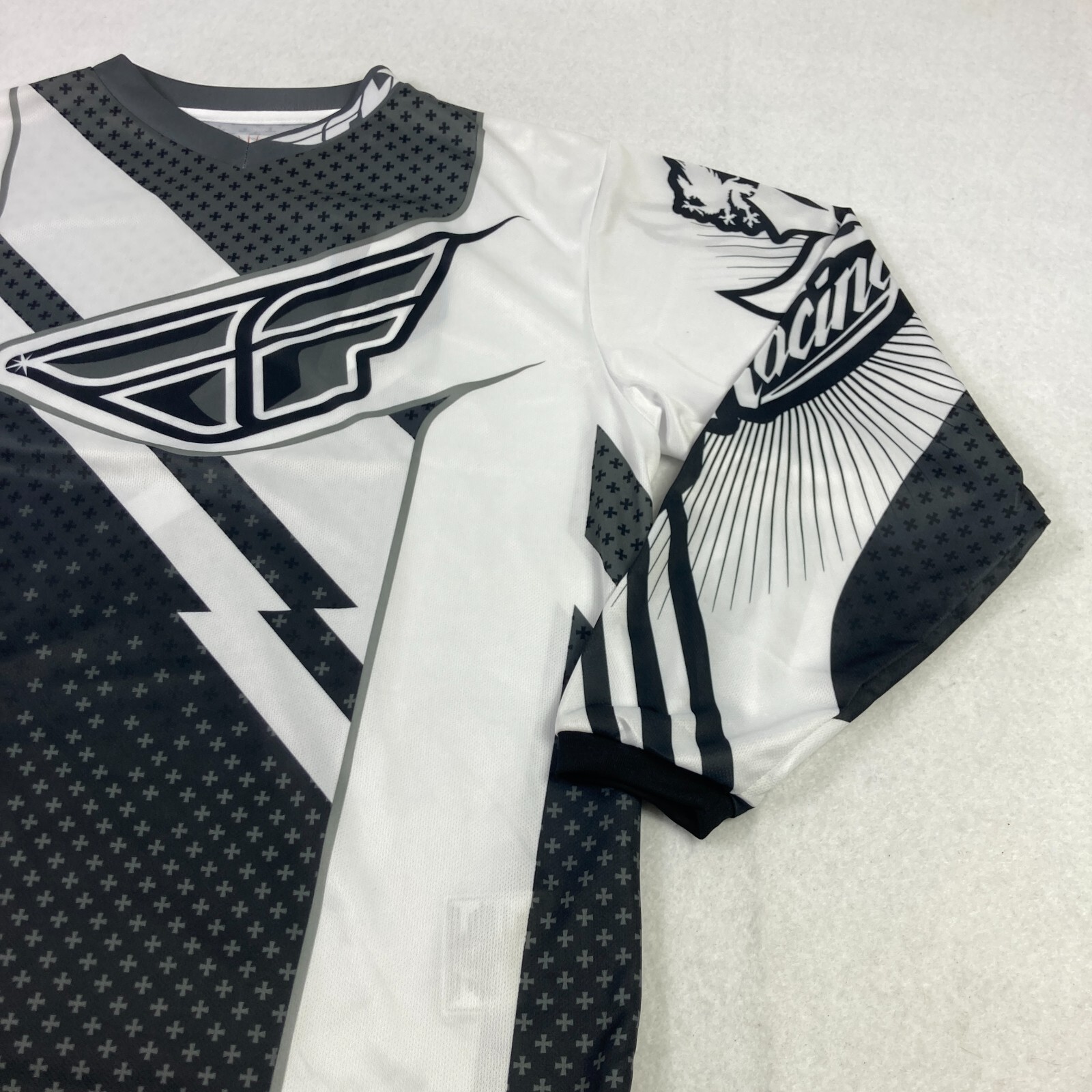 FLY RACING F-16 Cycling Jersey Mens Small Black White Logo Motocross Off Road