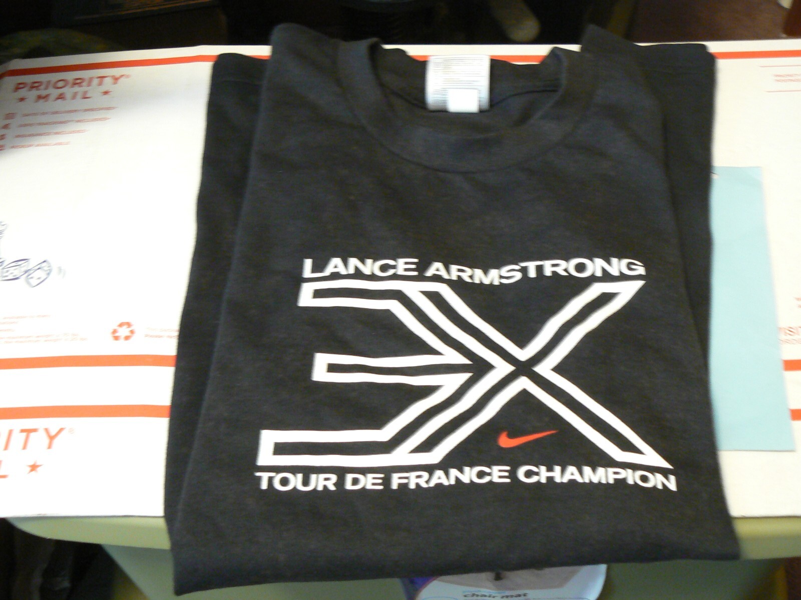 Lance Armstrong USPS Cycling Tour de France 3-Time Champ Tee Shirt