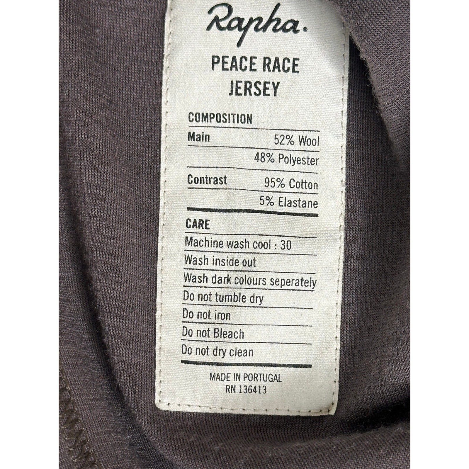 Rapha Peace Race Jersey Mens XL Brown Merino Wool Removable Arm Warmers Cycling