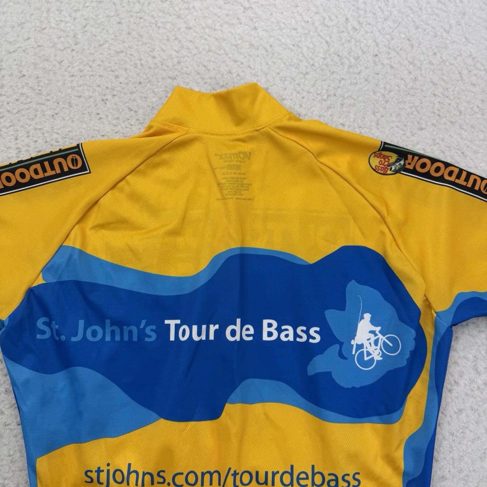 Vomax Bass Pro Shops Cycling Jersey Mens XS Yellow Zip Short Sleeve Outdoor