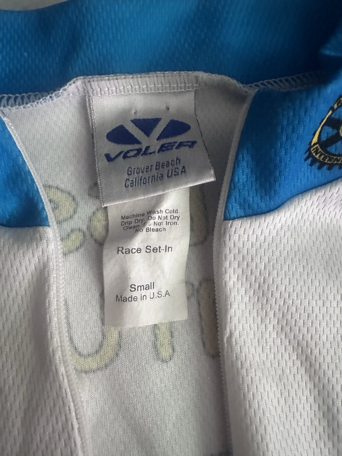Voler Cycling Jersey Short Sleeve Full Zip Race Fit Pockets S Blue/White
