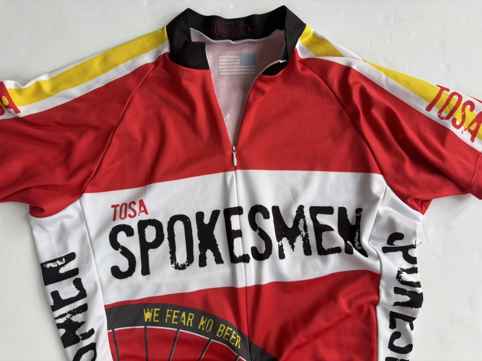 Tosa Spokesmen Zip Cycling Club Jersey Men Large Short Sleeve 3/4 Zip