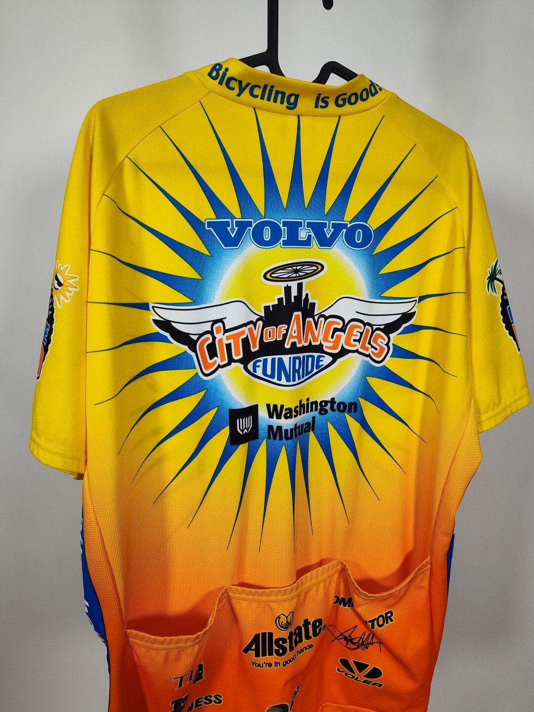 Volvo City of Angels Funride Voler vintage mens Yellow cycling jersey size XL