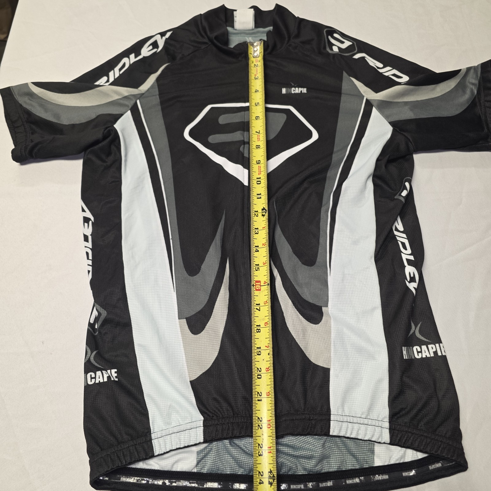 Hincapie Ridley Short Sleeve Cycling Jersey Black Gray White Mens Size XL