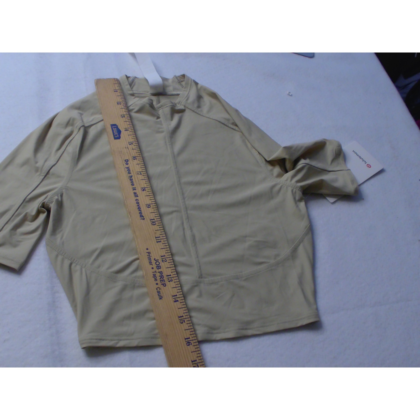 Lululemon Cycling Jersey Tan Beige Short Sleeve Bike Top XS NEW