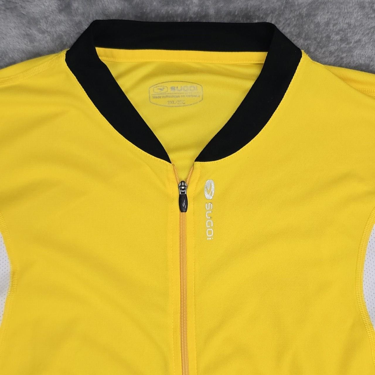 Sugoi Cycling Jersey 2XL Yellow White Short Sleeve Full Zip Polyester Bike Shirt
