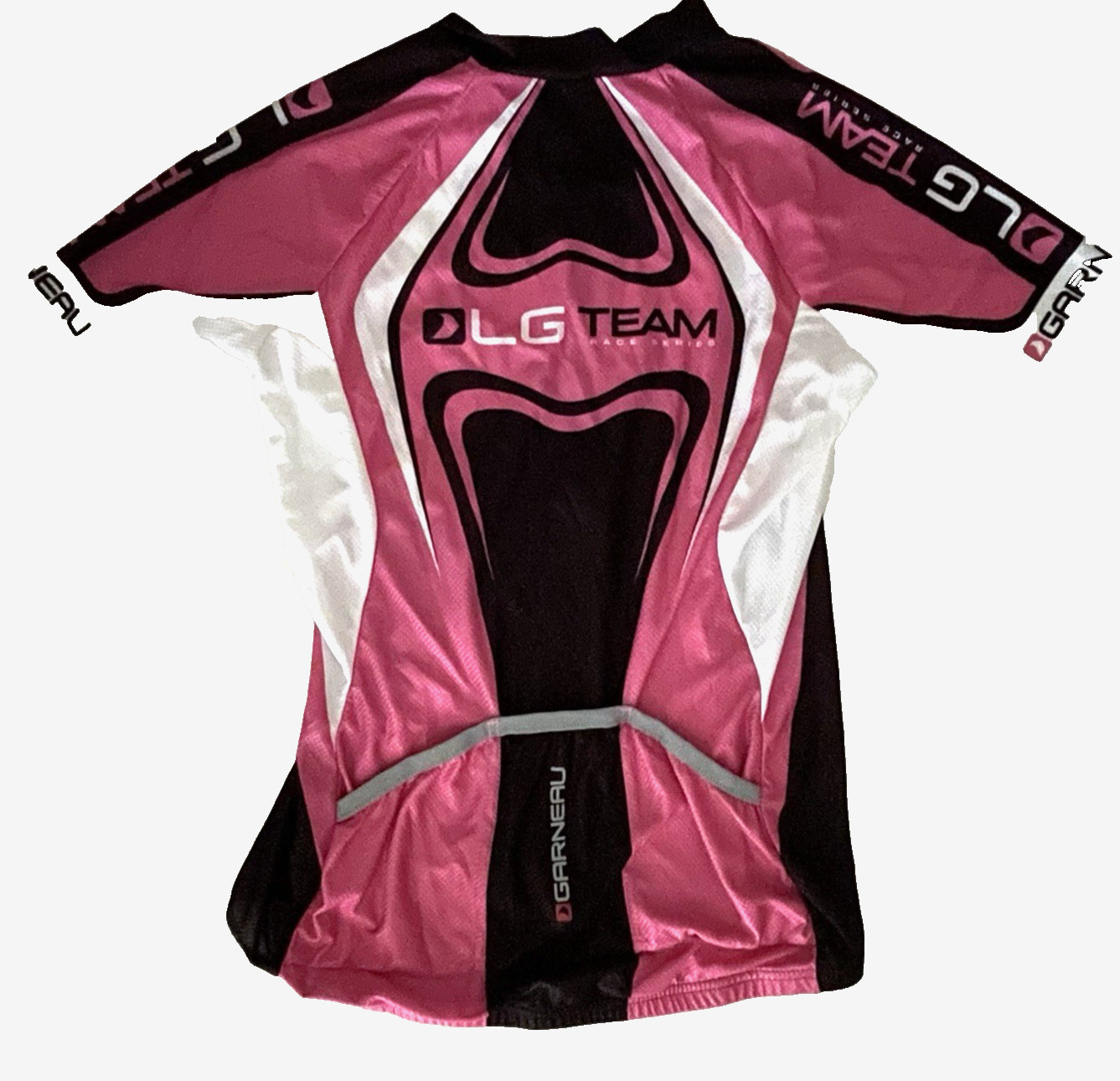 LOUIS GARNEAU Women’s M PINK & BLACK Bike Cycling Jersey Full Zip Shirt LG TEAM