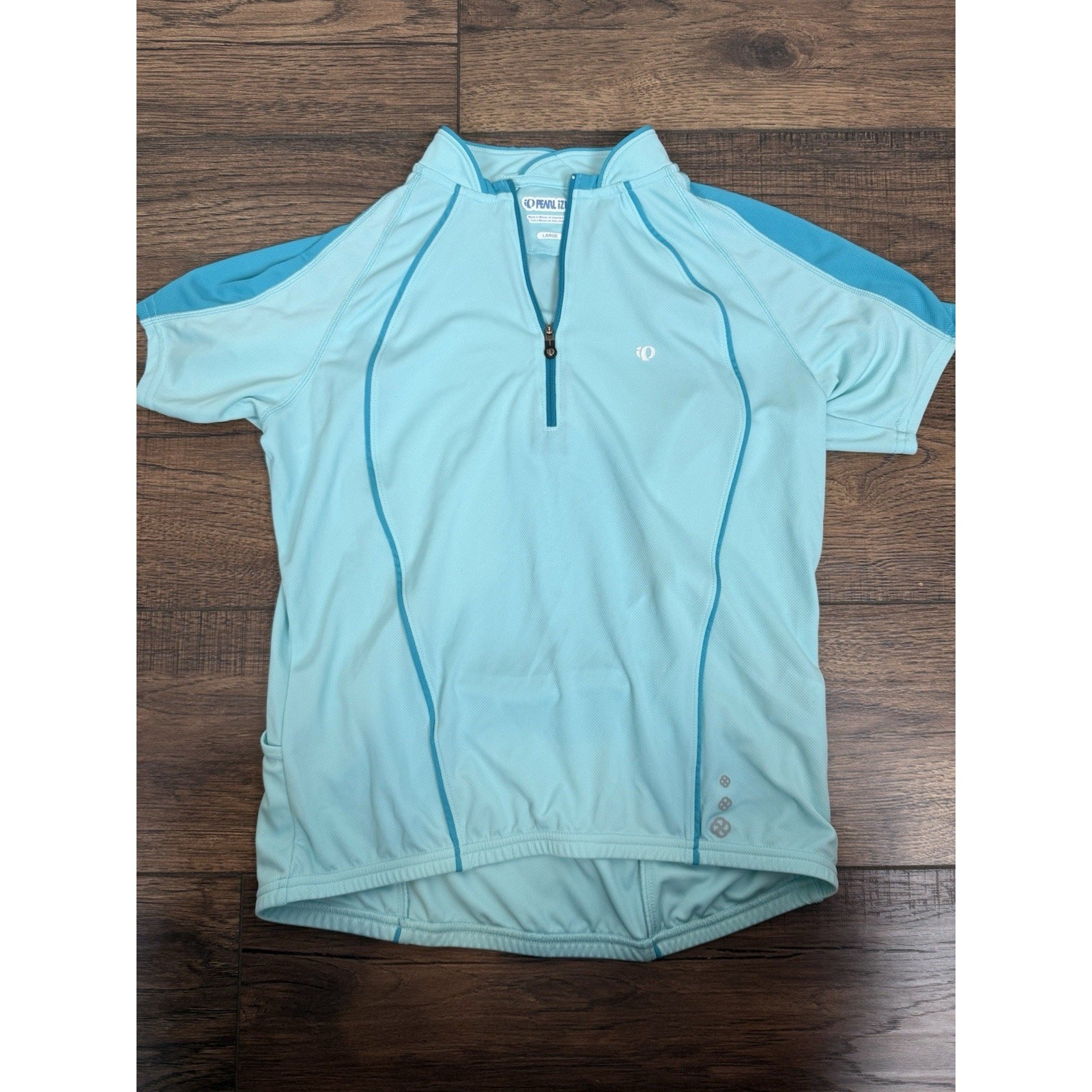 PEARL IZUMI Womens Sz M L 10 Cycling Bike Jersey Aqua Blue Short Sleeve