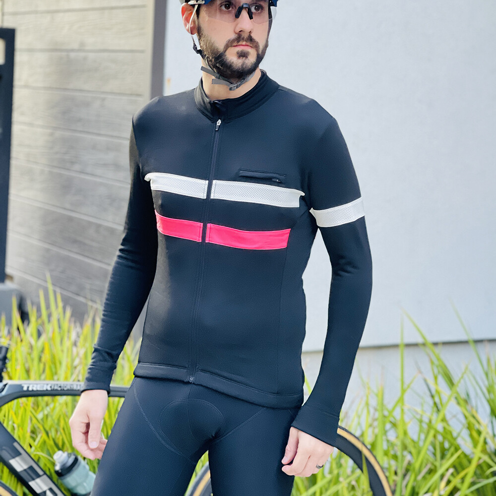 Mens Winter Cycling Jacket Bike Jersey Fleece Thermal Bicycle Long Sleeve Jersey