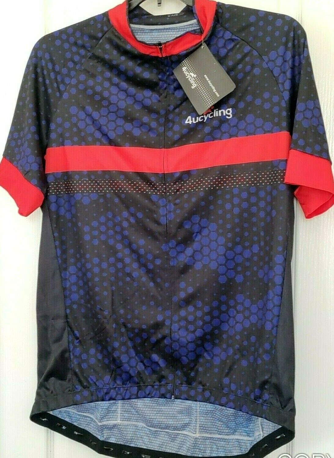 NWT Men 4Ucycling Cycle Jersey Size 3XL Front zipper Black/Orange/Blue 3 Pouches