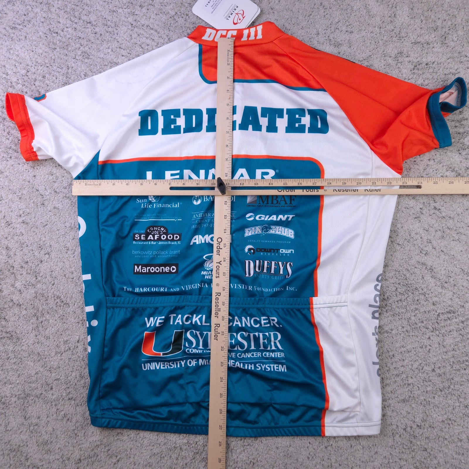 Primal Miami Dolphins Cycling Jersey Mens XL 3/4 Zip Cycling Challenge III NWT