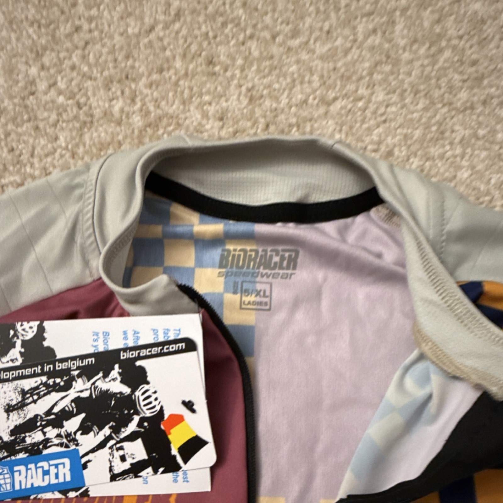 Bioracer Women’s Cycling Epic Jersey XL Multicolor Checkered Pattern Full Zip