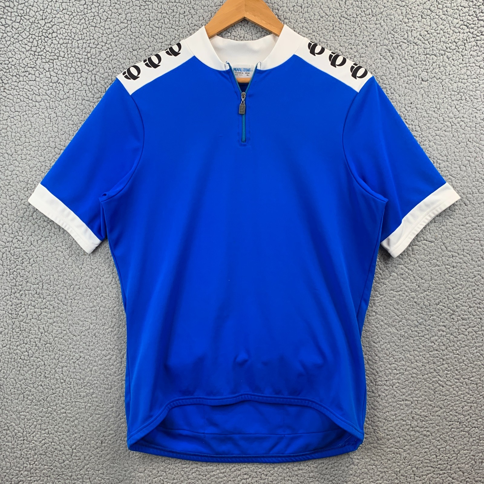 VTG 90s Pearl Izumi Cycling Jersey Men’s XL Blue White Shoulder Logo 1/4 Zip USA
