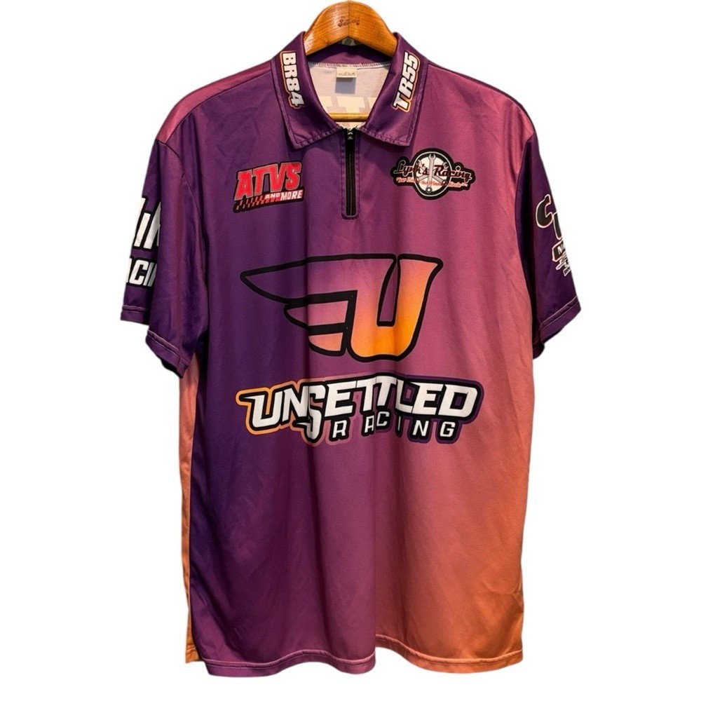 Unsettled Racing Jersey Purple Ombré Size XL Short Sleeve Collared 1/4 Zip Top