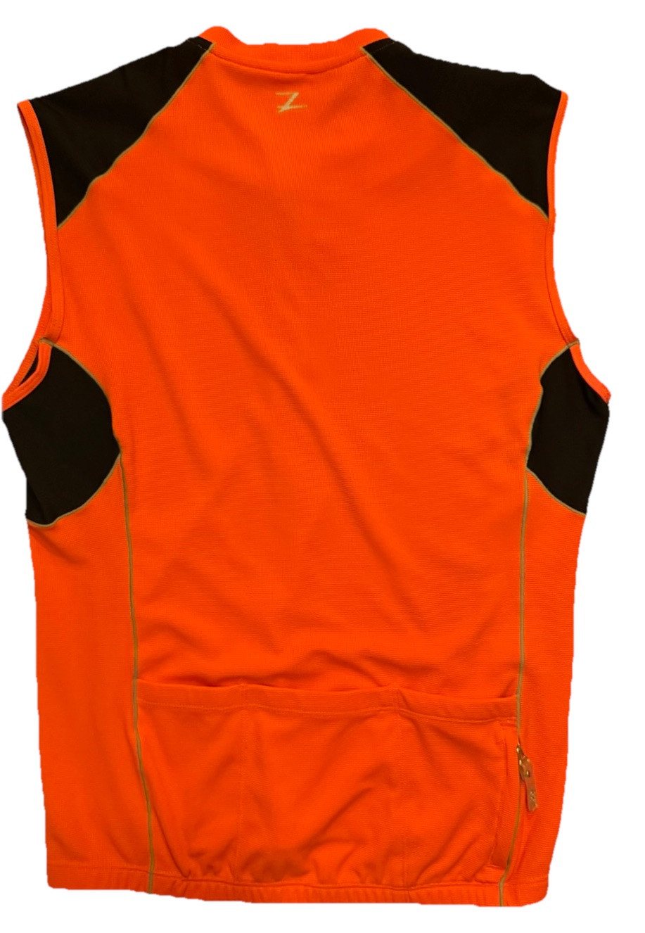 Zoot Sports Mens Orange Black Sleeveless Cycling Jersey 1/4 Zip Bike Top Large