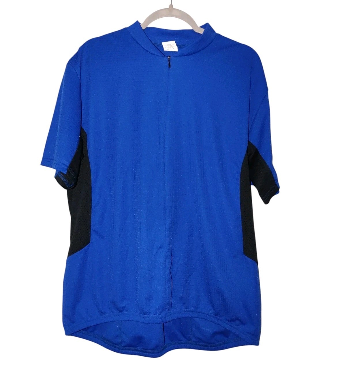 REI CYCLING SHIRT Short Sleeve 2/3 Zip BLACK BLUE Mens XL Vintage USA