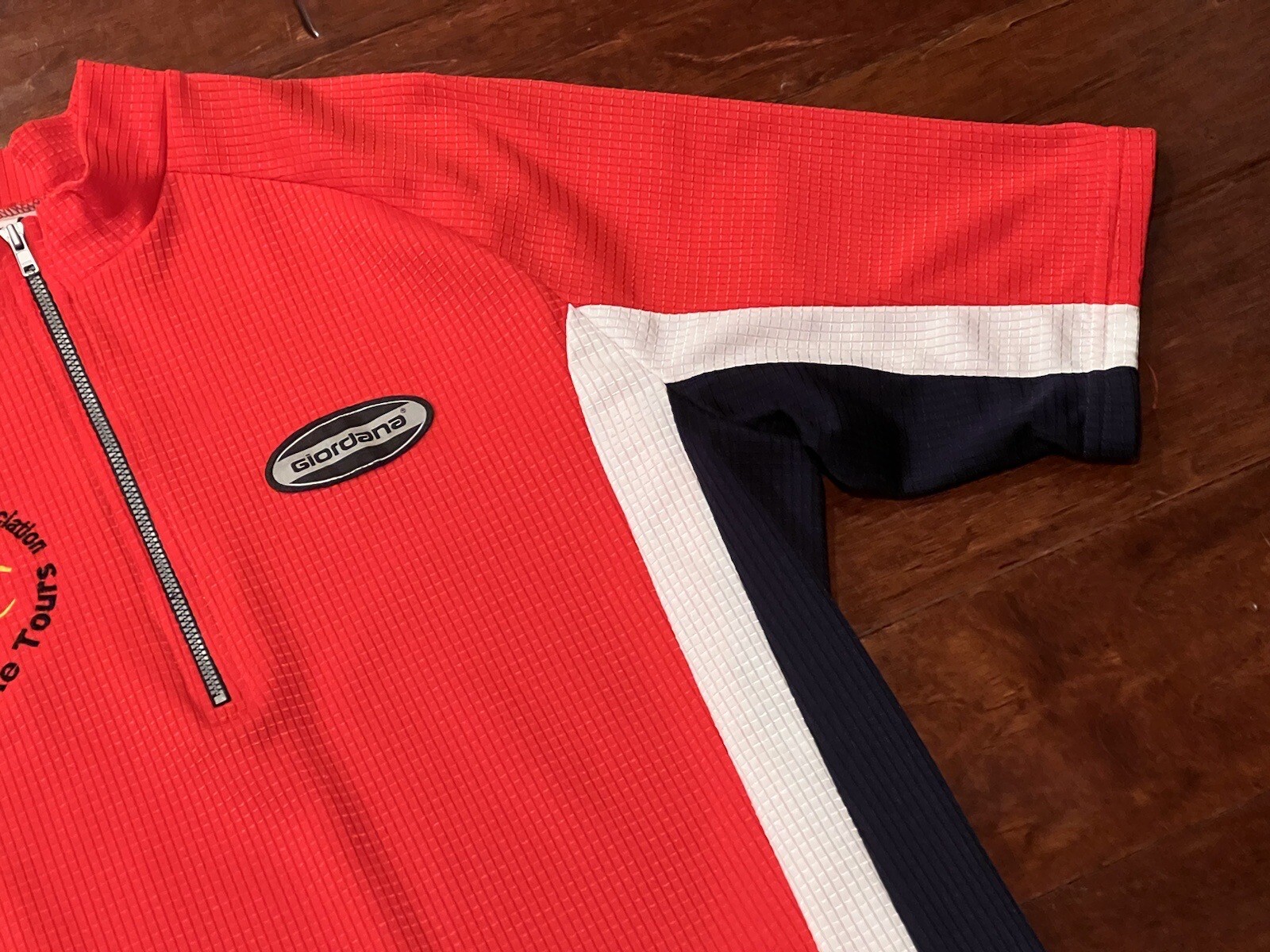 Giordana Red Mens Medium 1/4 Zip American Diabetes Association Cycling Jersey