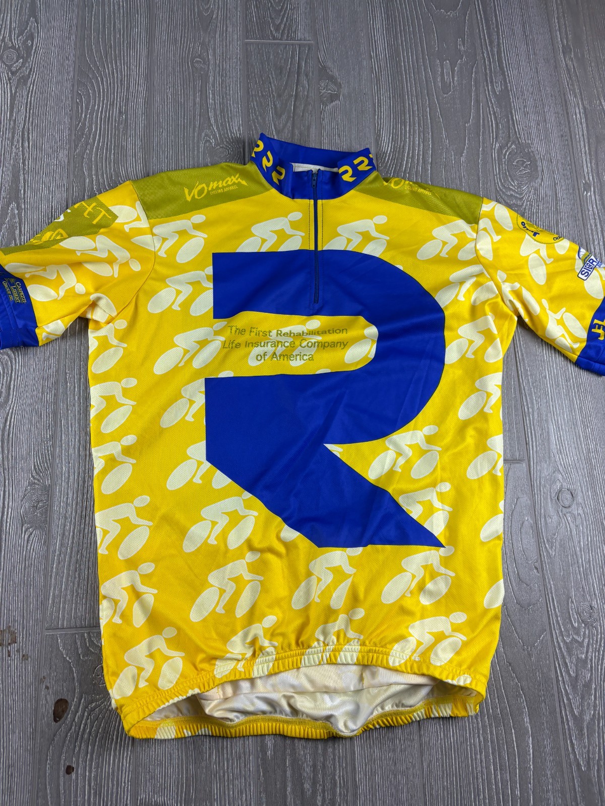 Vomax Mens Cycling Jersey Shirt Size XL Club Colors Yellow And Blue