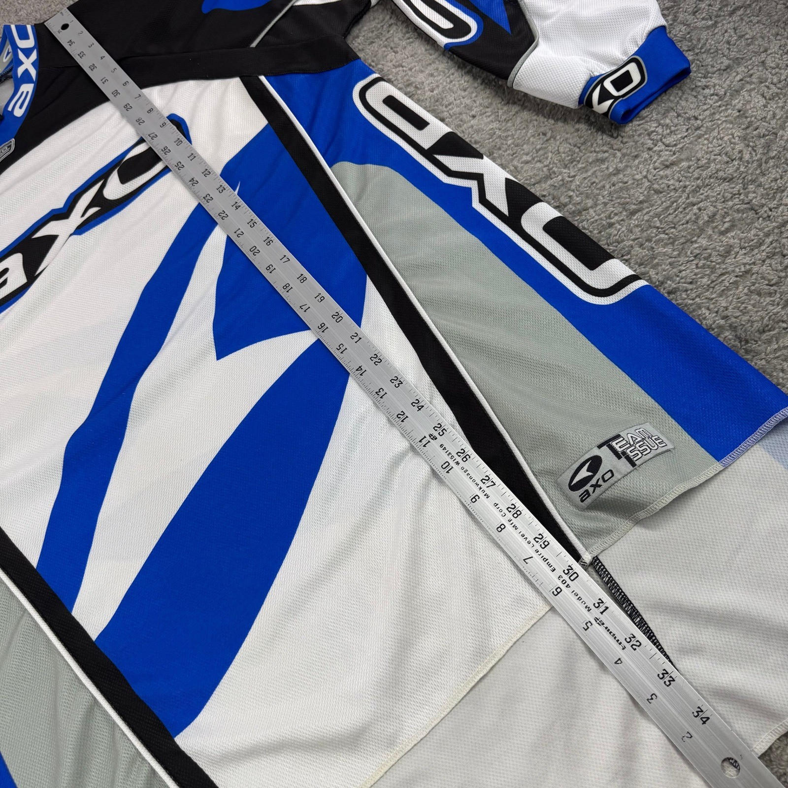 AXO Team Issue Mens Motocross Jersey Blue Black White Racing Long Sleeve Large