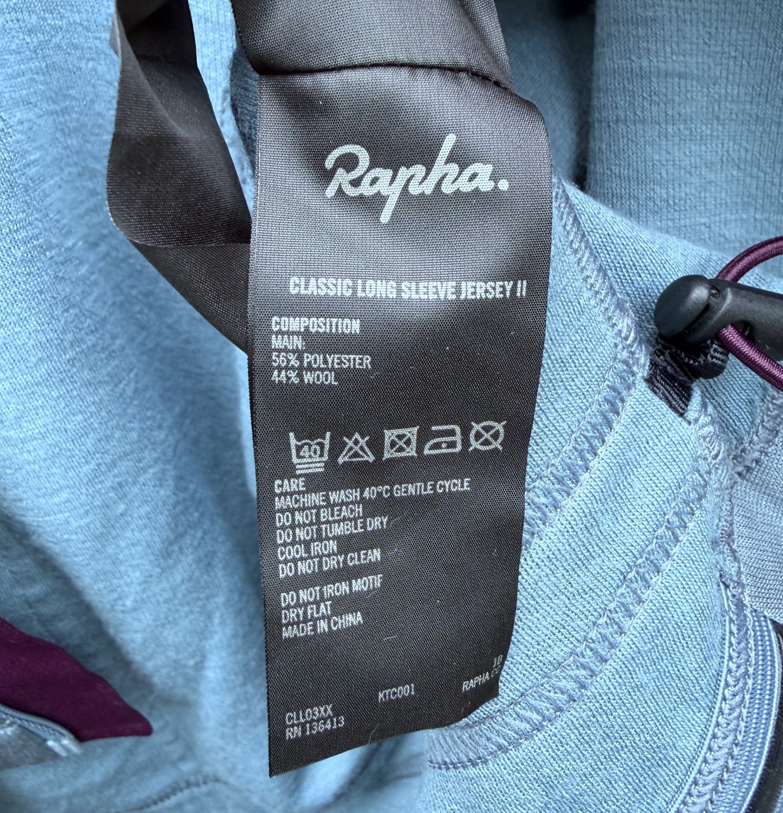 Rapha Mens Classic Long Sleeve Cycling Jersey II XL Blue slim Merino RPM190 Wool