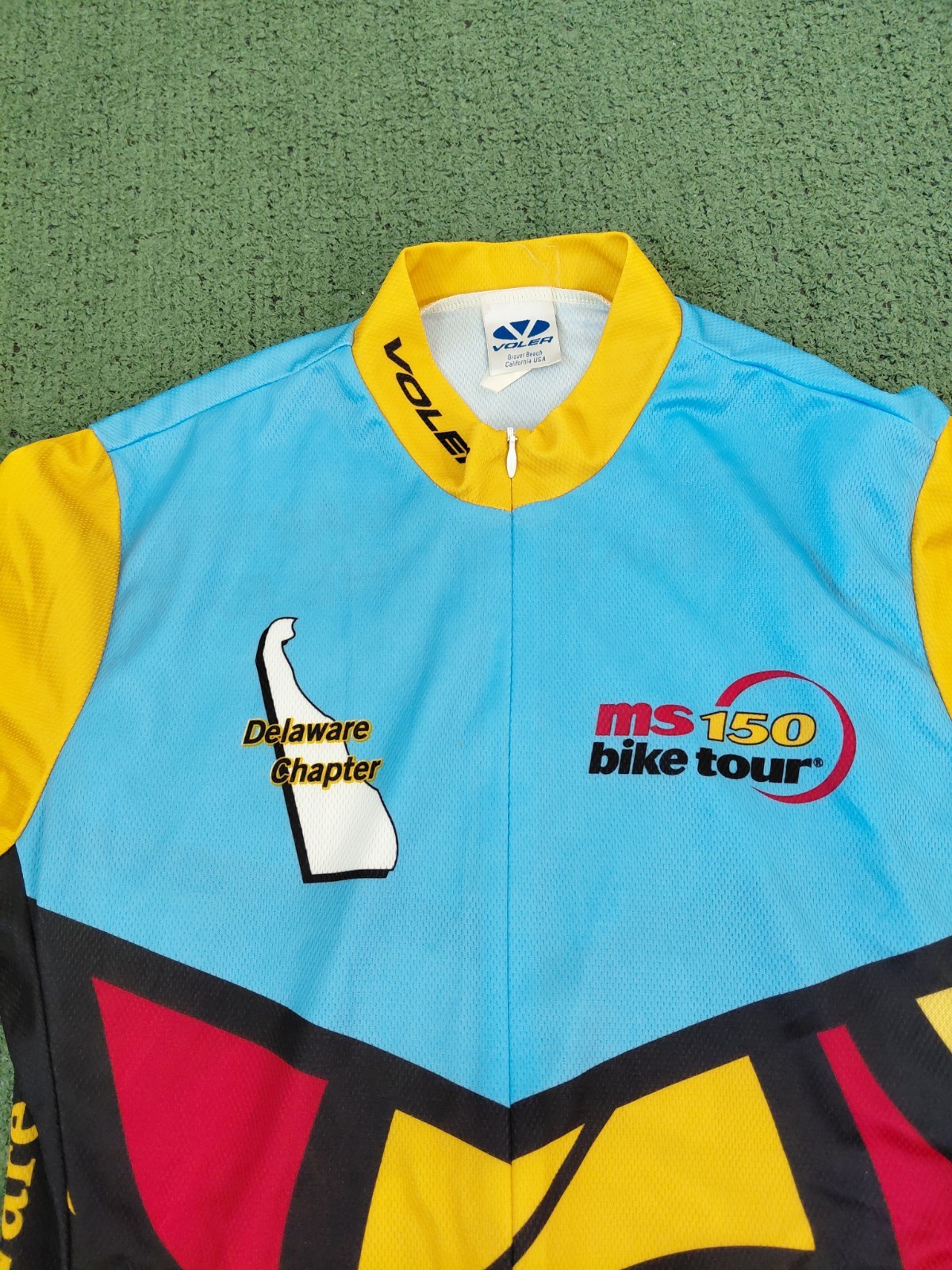 Voler Delaware Chapter MS 150 Bike Tour Multicolored Zip Up Cycling Jersey Sz…