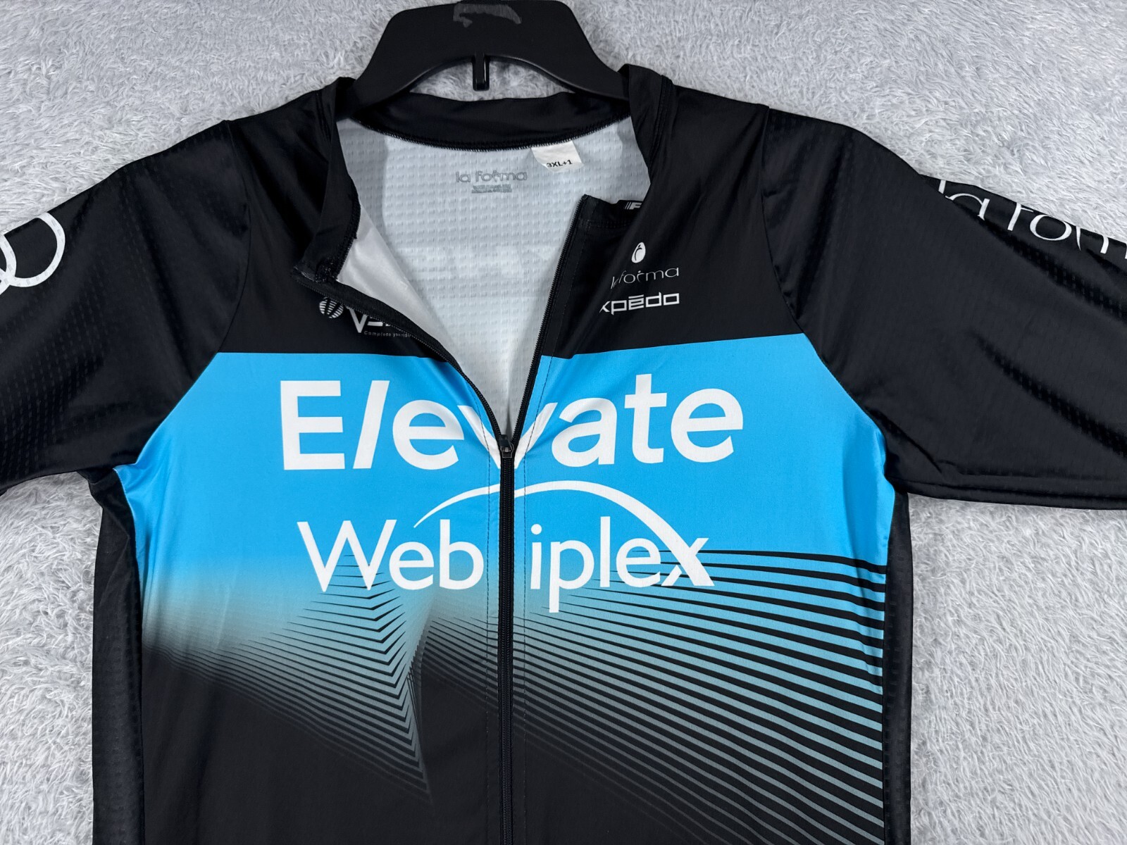 La Forma Cycling Jersey Adult 3XL Long Plus 1 Blue Black Elevate Race Team Poly