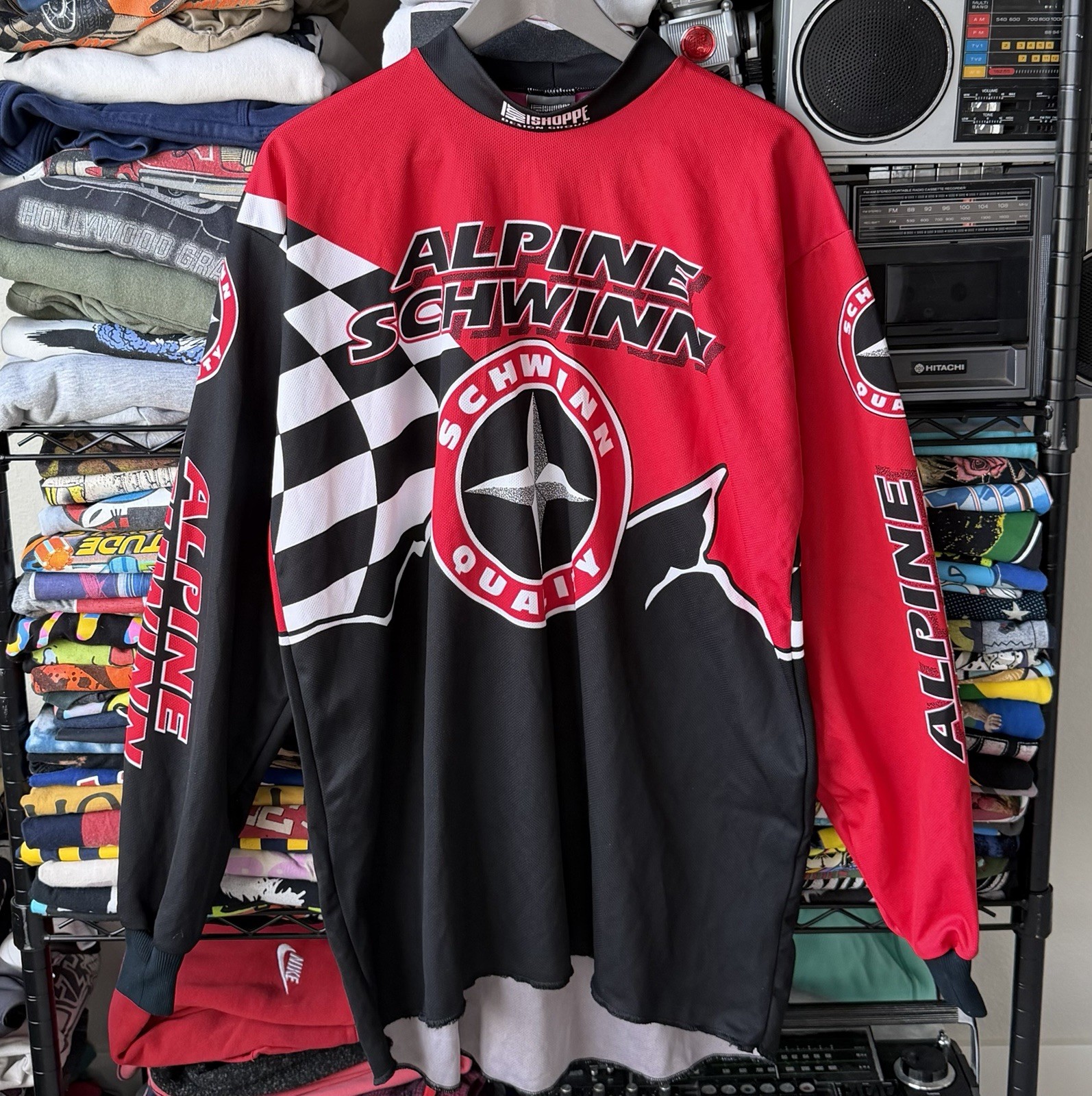 Schwinn Alpine Cycling Jersey XL Red Black White Long Sleeve 100% Polyester